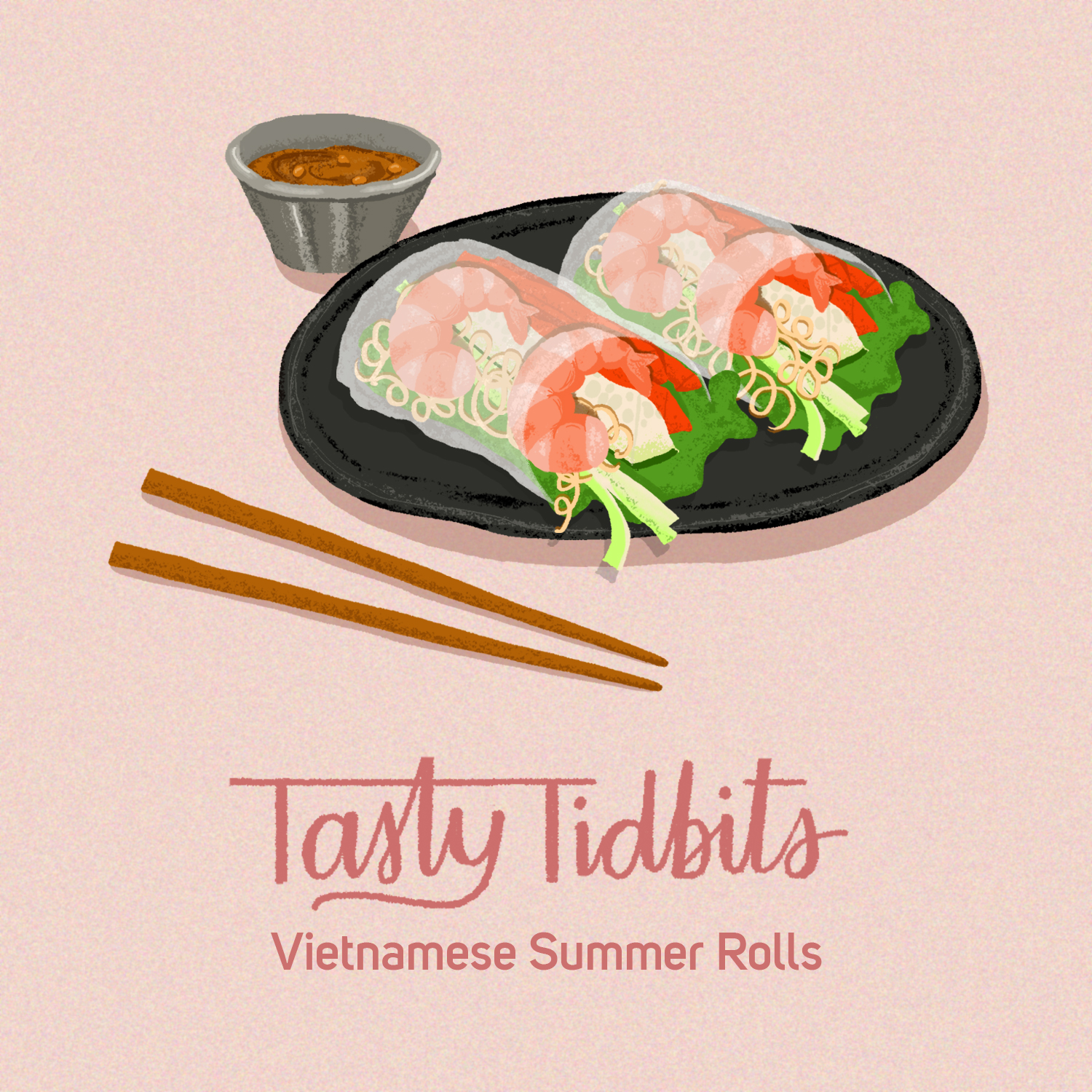 Vietnamese summer rolls — finished Tasty Tidbits illustration